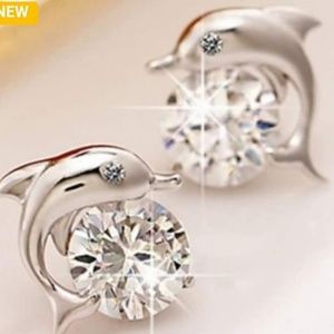 White Gold plated  dolphin earrings